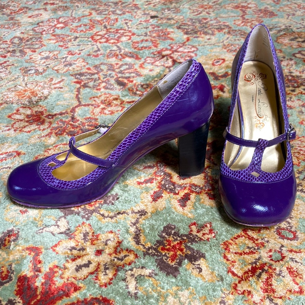 Poetic Licence London Purple stacked heel